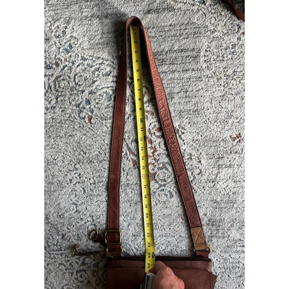 Fossil Morgan Traveler Crossbody Brown Distressed Leather Saddle Bag - Picture 16 of 16